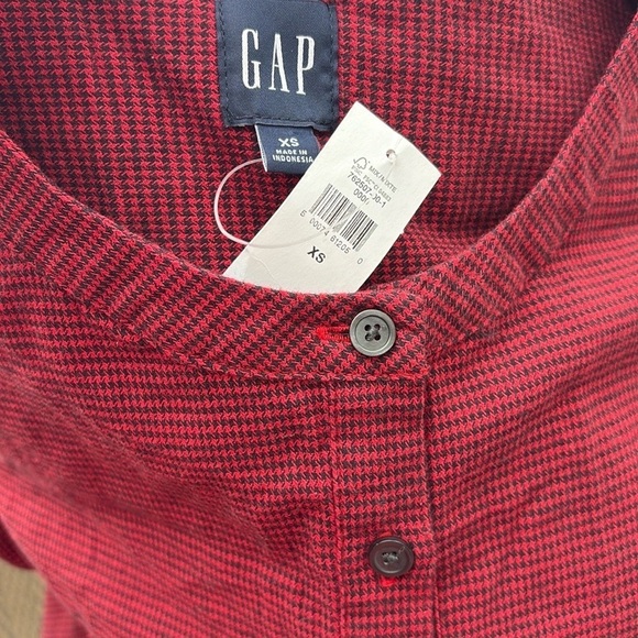Gap Red Houndstooth Henley Dress Belted Button Up XS NEW! - Picture 10 of 10